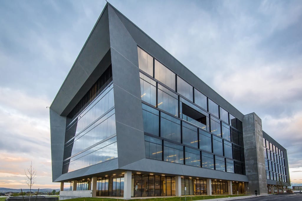 Sunrun office building at dusk